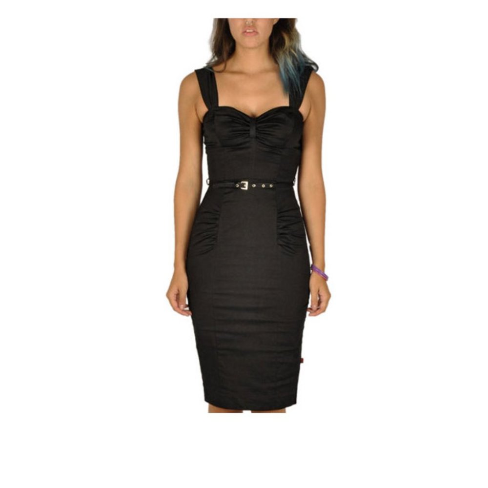 NWT XS Black Tripp Pencil Dress Pin Up Rockabilly